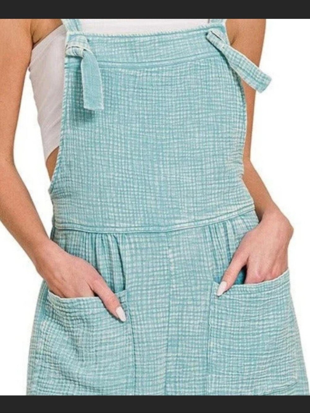 Zenana Acidwash Light Dusty Aqua Romper